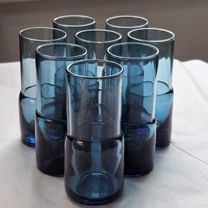 Pier 1 Deep Blue Shot Glass Tumbler Set Of 8